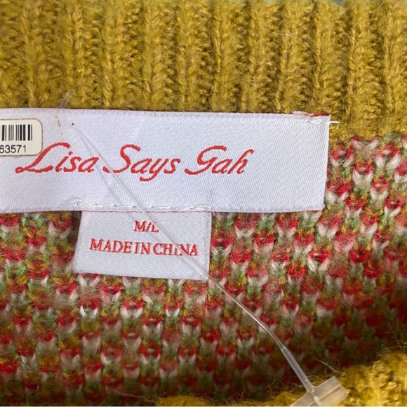 Lisa Says Gah Lauda Knit Fruit Cardigan Yellow Cherry Strawberry Plaid M & L - Picture 4 of 9